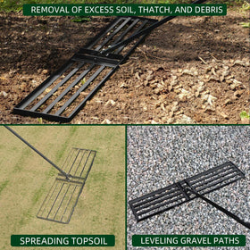 Byhagern wide 45x10 inch working width speeds lawn leveling projects.