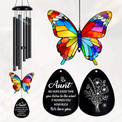 BYHEARTOHOME aunt wind chime with butterfly design brightens outdoor spaces.