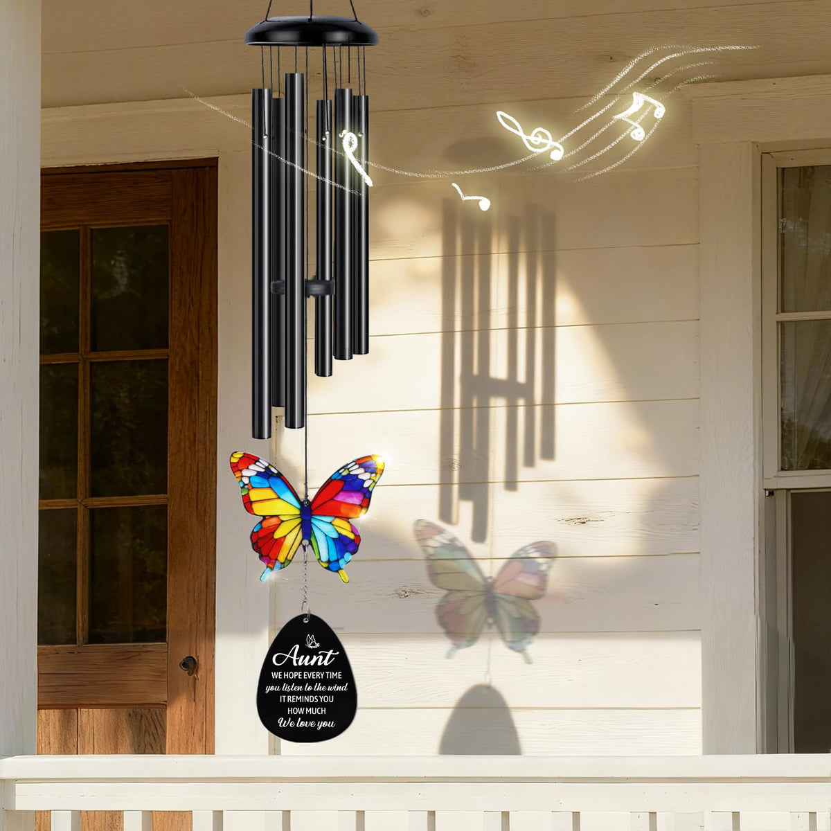BYHEARTOHOME outdoor wind chime with protective coating withstands weather.