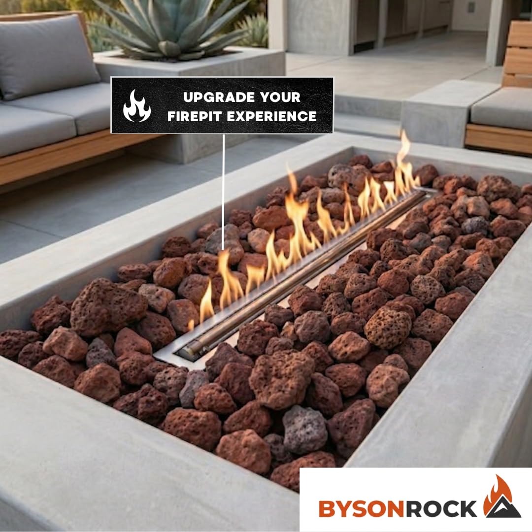BysonRock red lava rocks in aquarium decor adding natural color.