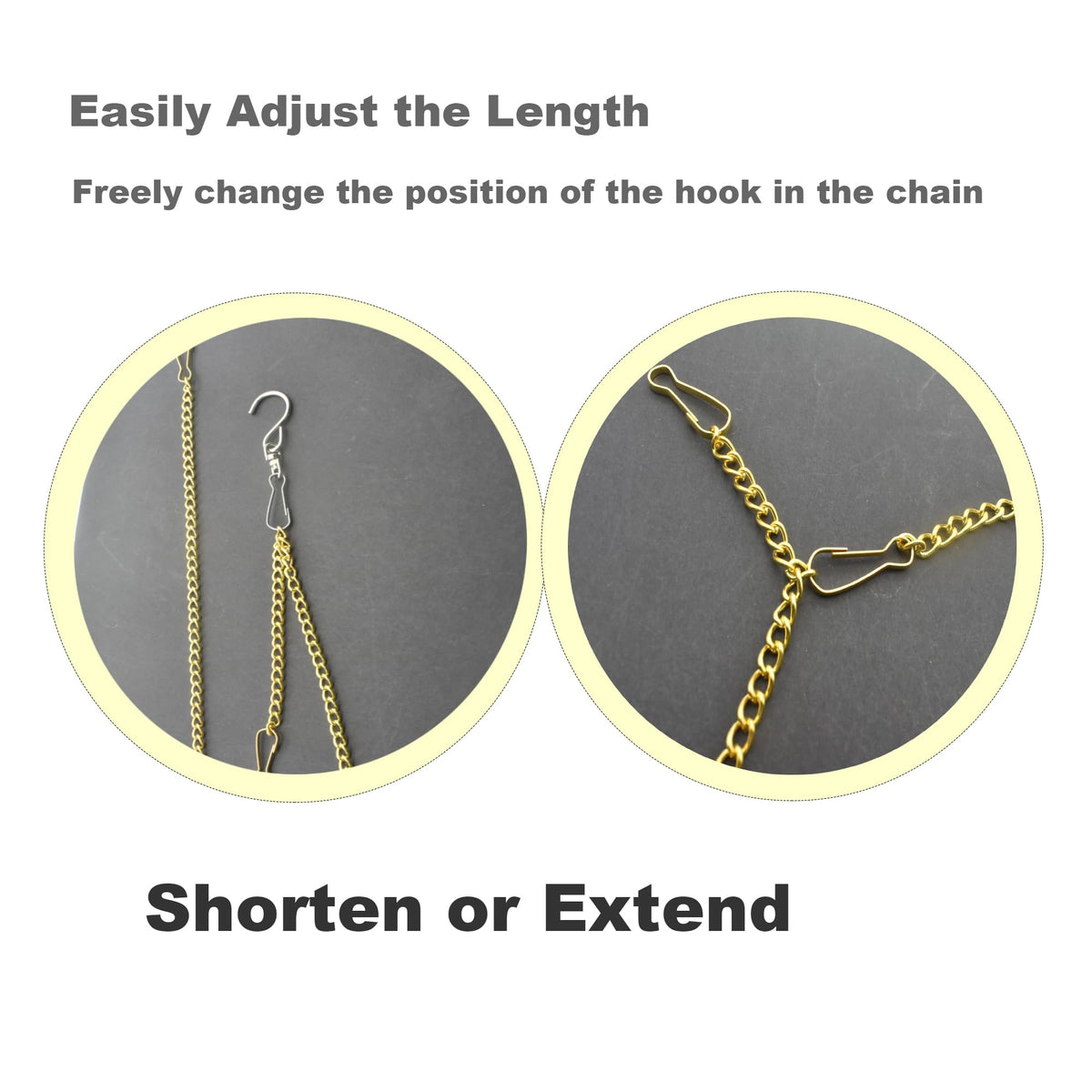 Bytiyar packaging includes 10 chains and 5 swivel S-Hooks, ready to install.