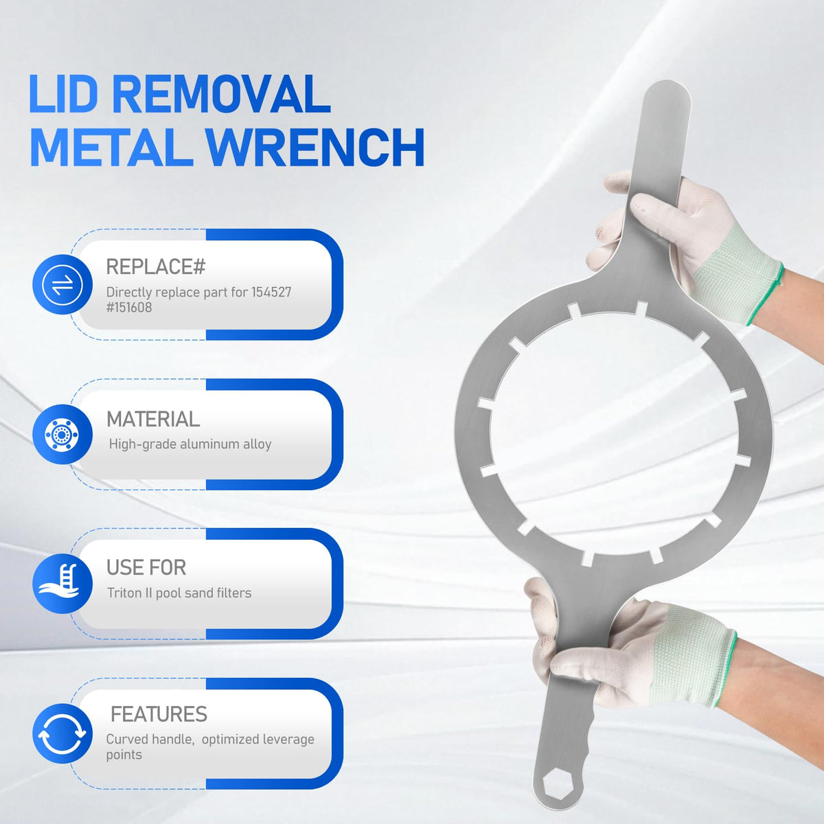 Bzsunway 154527 replacement wrench side profile highlights perfect fit for Triton filters.