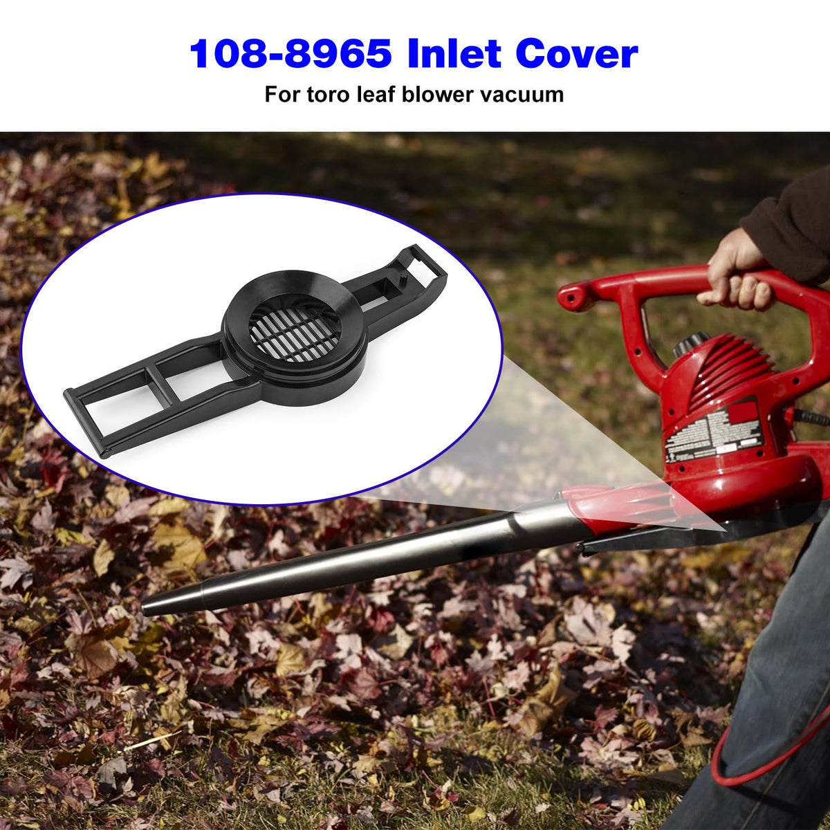 BZTT 108-8965 inlet cover installed on Toro leaf blower vacuums for quick replacement