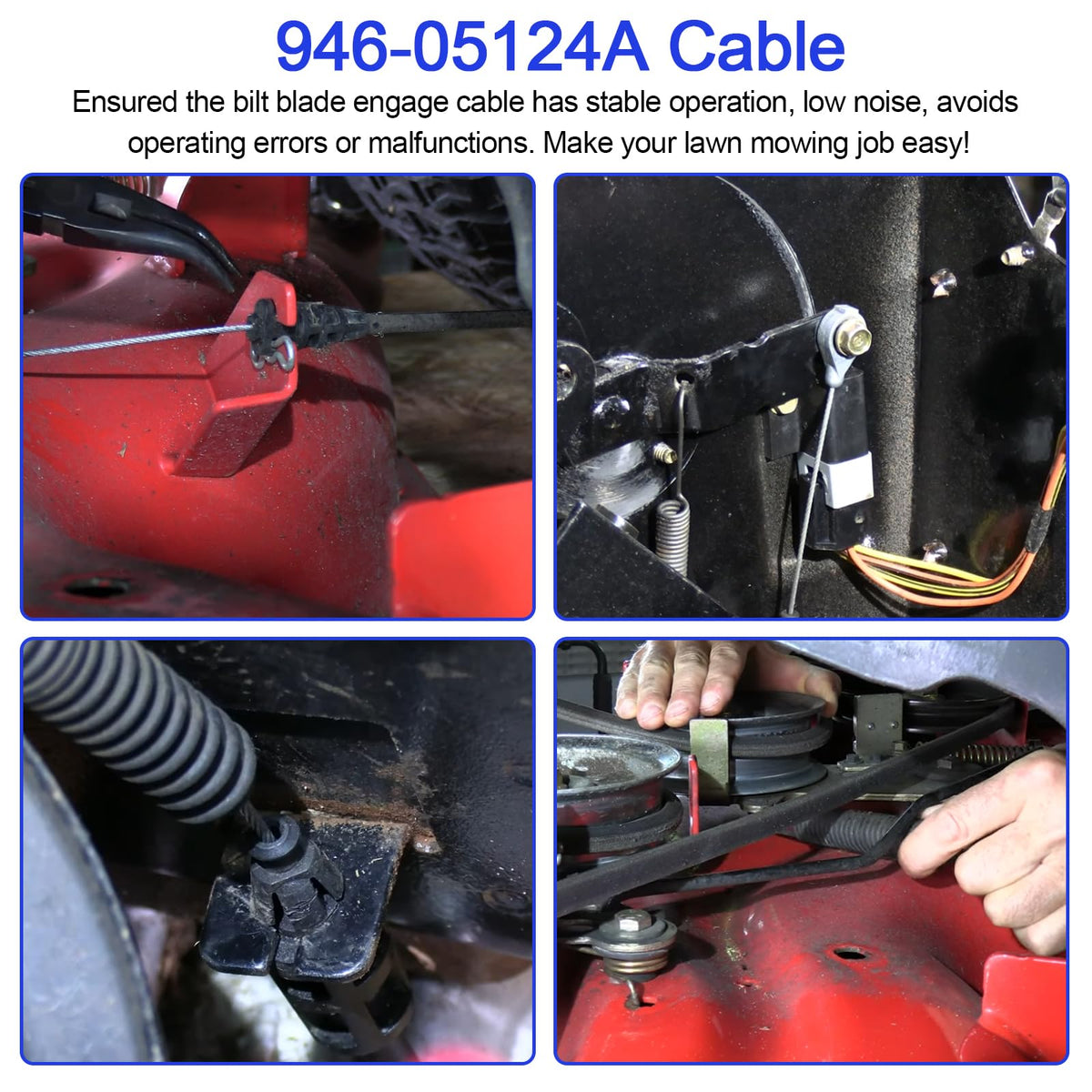 BZTT replacement cable installed on a 42-inch riding mower deck