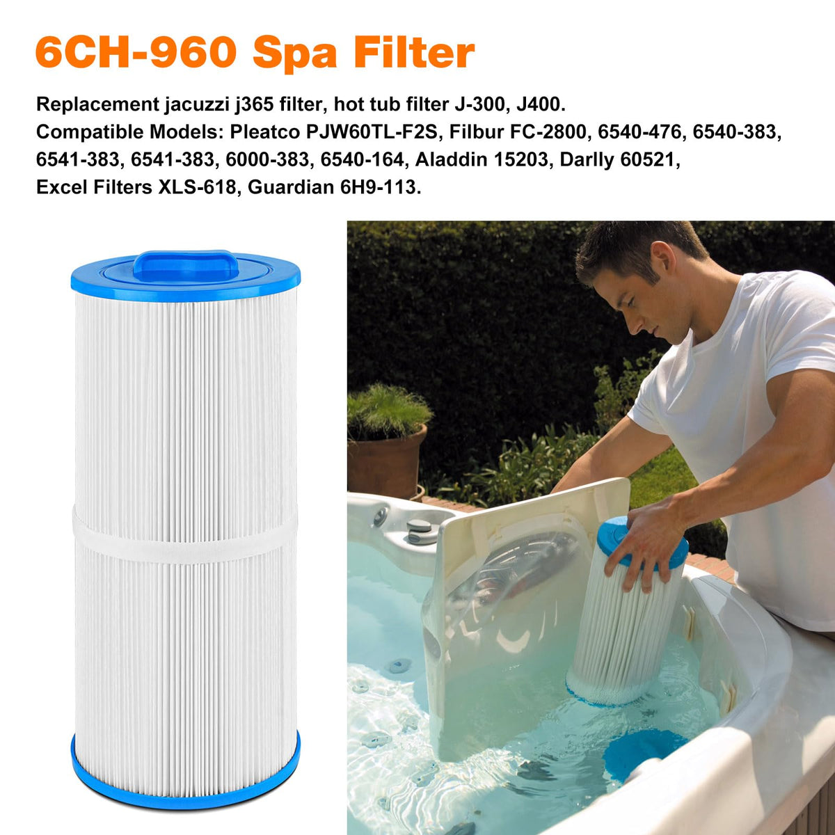 BZTT 6CH-960 spa filter two-pack for easy replacement