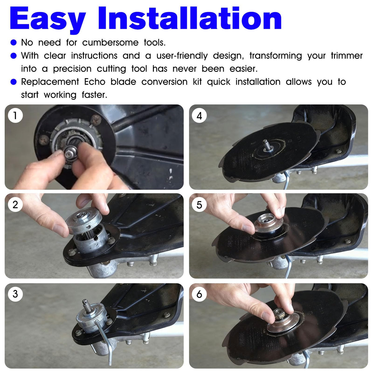 BZTT Brush cutter kit with flange nut and collar for fast setup