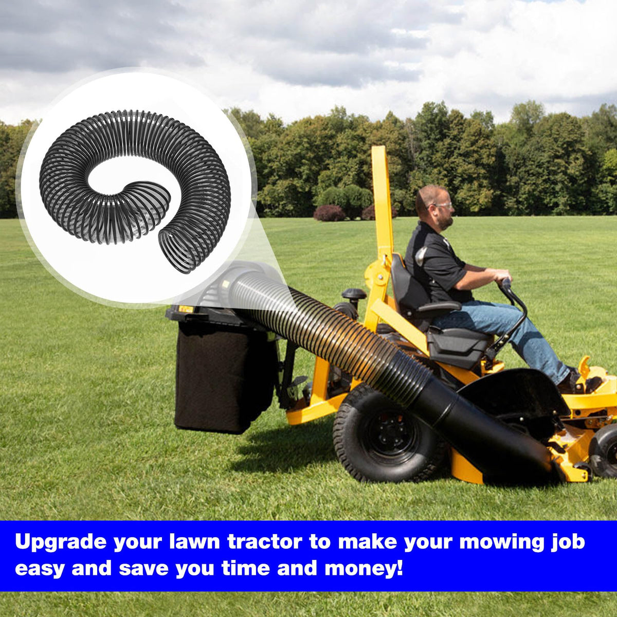 BZTT Flexible hose reduces clippings mess and lawn cleanup after mowing
