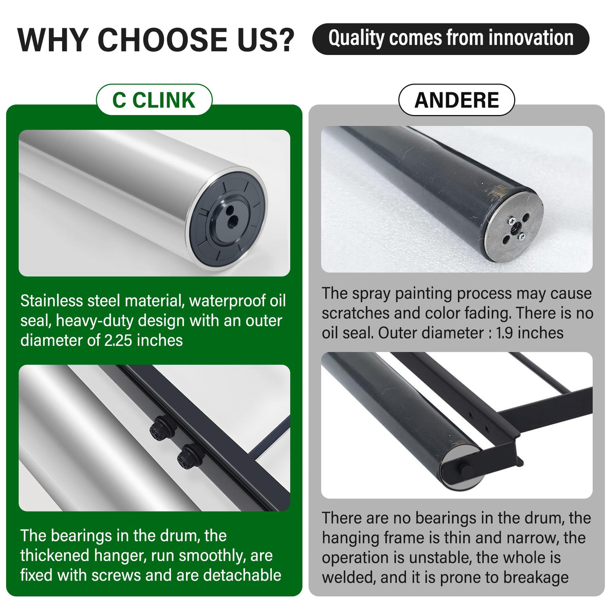 Internal bearings enable seamless rolling with less resistance