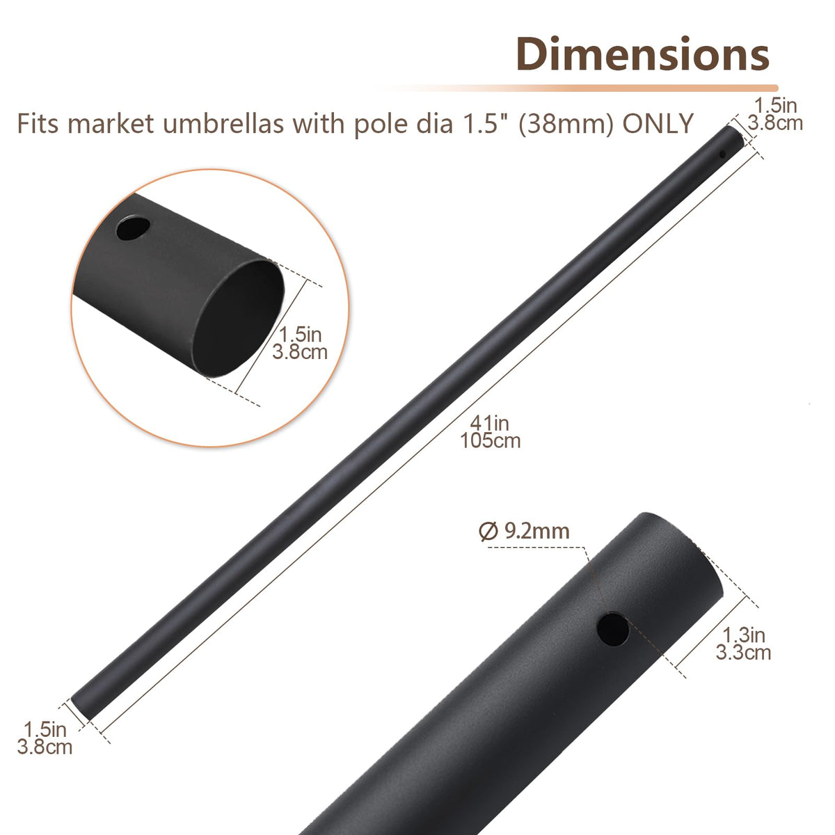 C-Hopetree 1.5in pole replacement enables easy patio umbrella restoration.