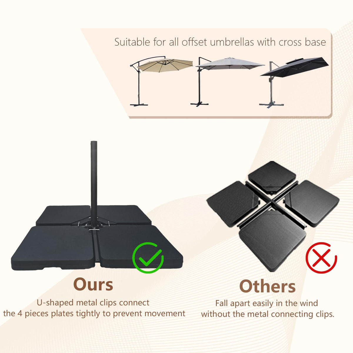 C-Hopetree base weights with easy-fill spout designed for quick outdoor setups.