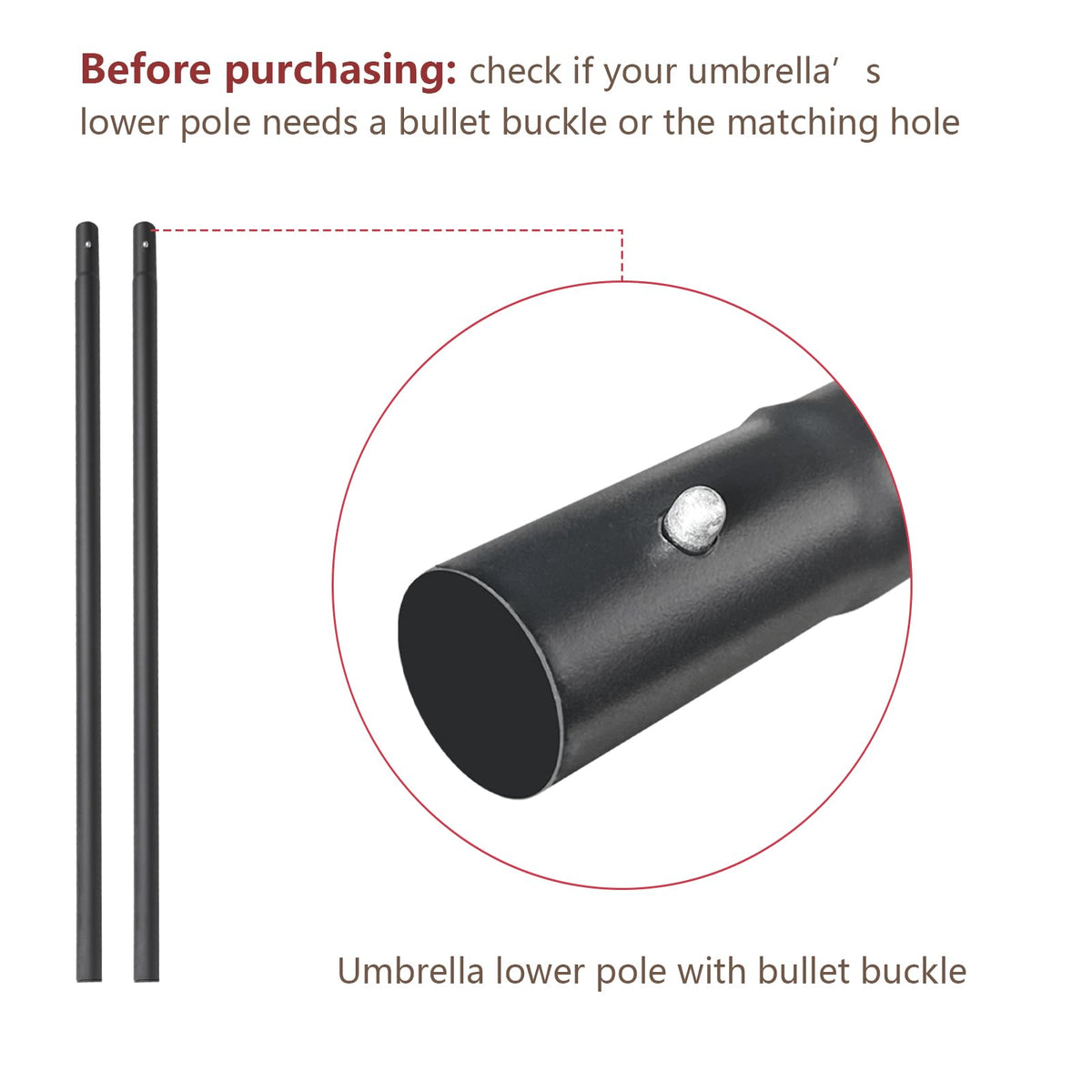 C Hopetree bullet buckle closure for secure pole connection