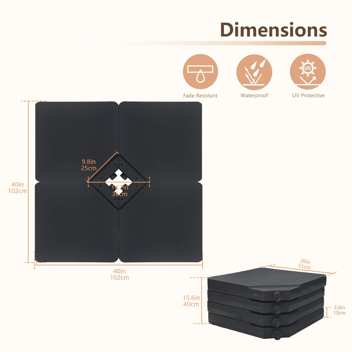 C-Hopetree cross-base compatible weights fit freestanding umbrellas on patios.