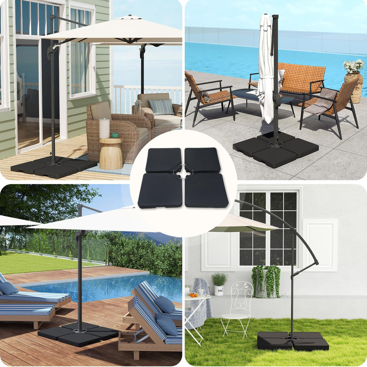 C-Hopetree four-piece base weight set for flexible, portable outdoor layouts.