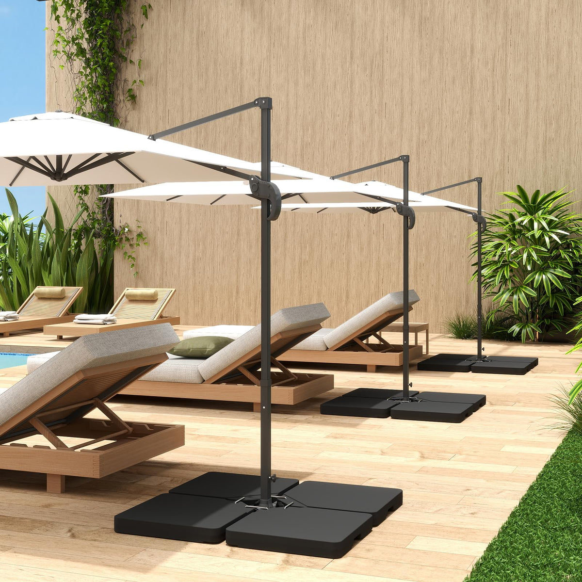 C-Hopetree heavy-duty recycled plastic base resisting sun and weather exposure.