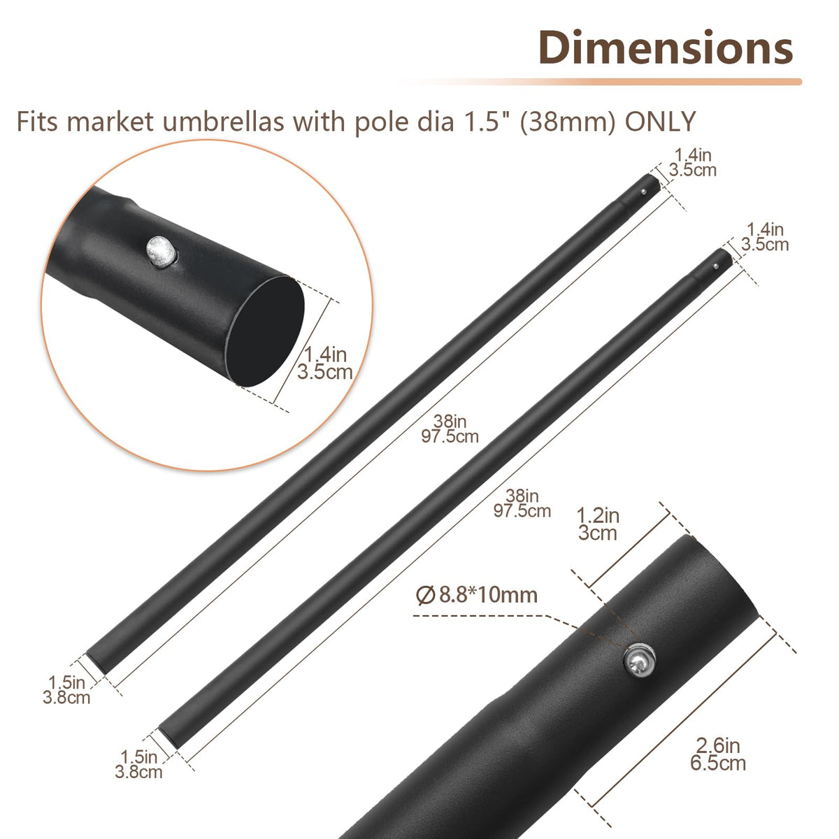 C Hopetree powder coated bottom pole resists outdoor corrosion