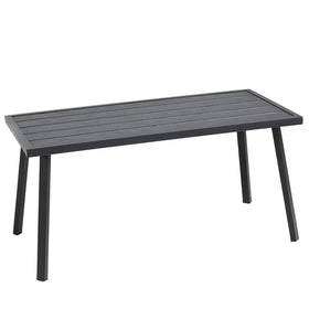 C-Hopetree small metal outdoor coffee side table in black for patio use.
