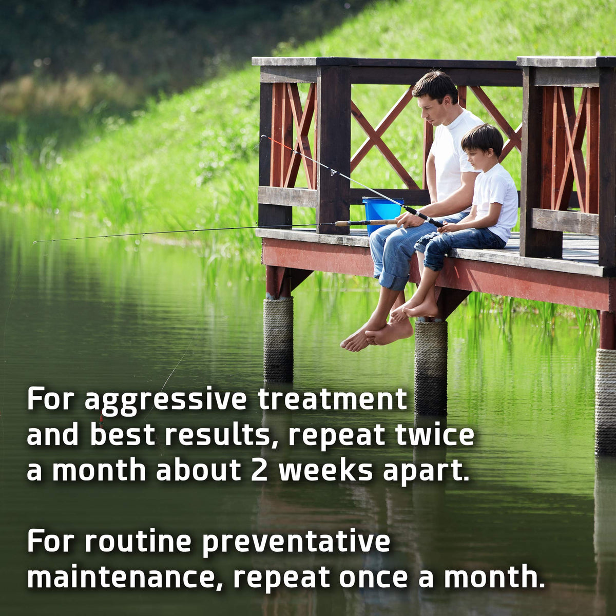 Pond surface calmer after odor reduction with Cabin Obsession