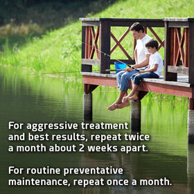 Pond surface calmer after odor reduction with Cabin Obsession