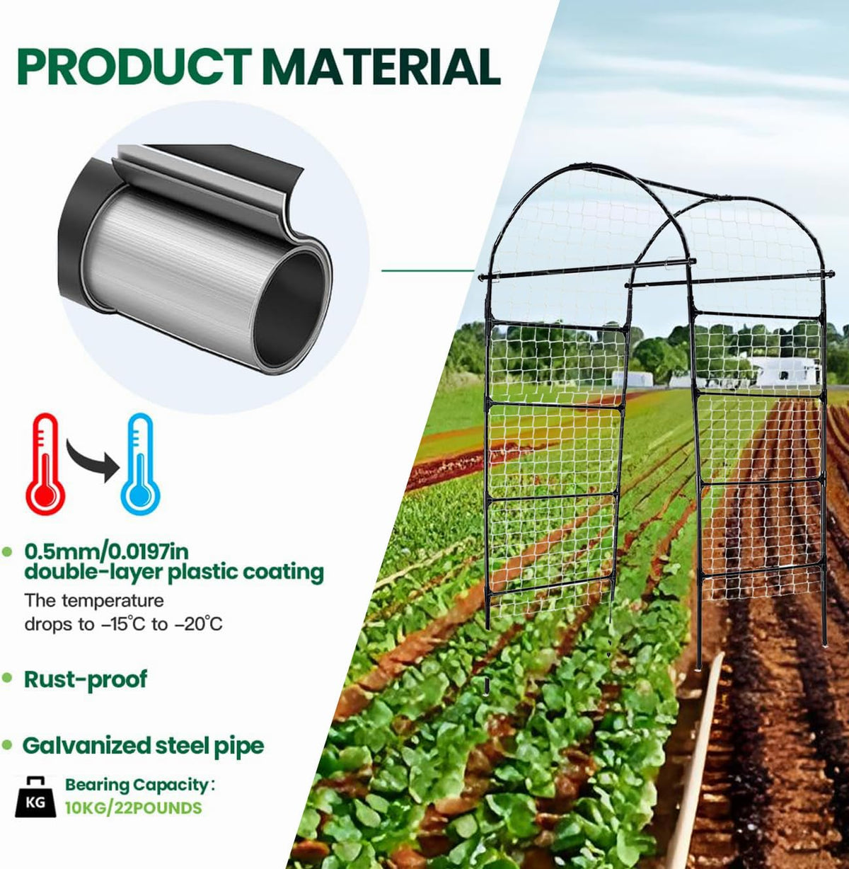 CACERIAWM durable steel poly-coated trellis with 20mm thickness.