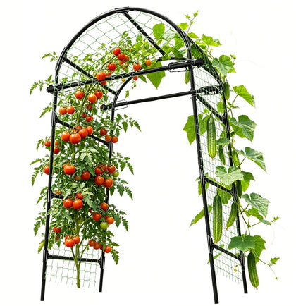 CACERIAWM garden arch trellis outdoors in black, sturdy support for climbing plants.