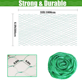 CACERIAWM Plastic Trellis Mesh shows a 6.5x33 ft layout for vegetables.