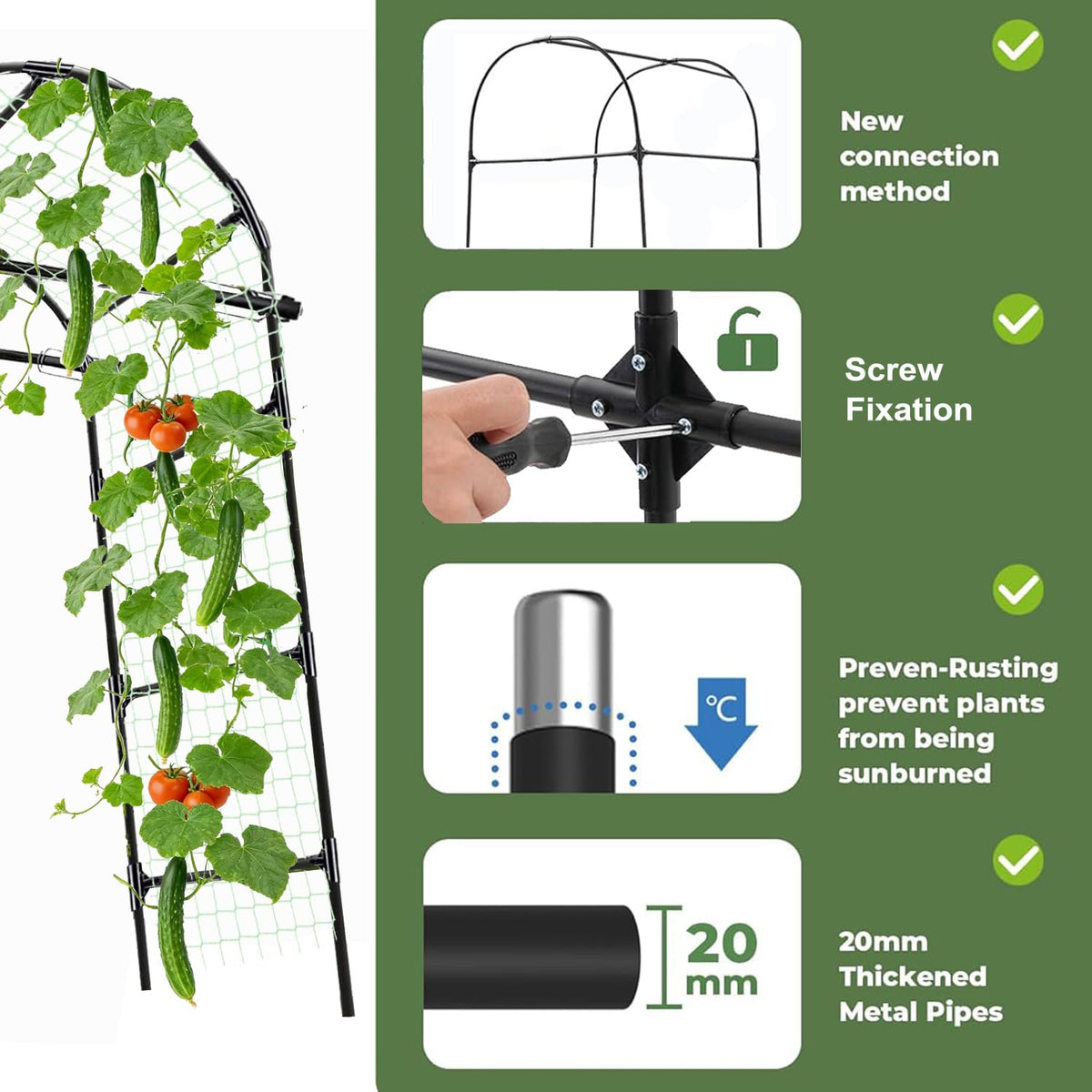 CACERIAWM tomato peas beans trellis supports vertical growth.