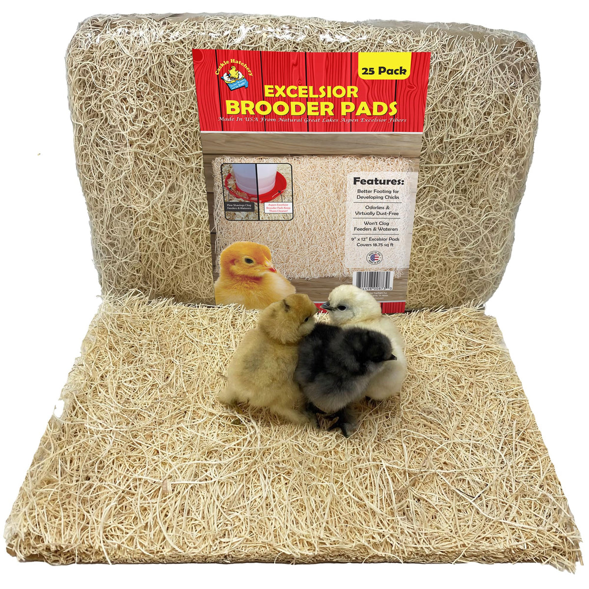 Cackle Hatchery Excelsior Brooder Pad laid flat in a chick brooder for clean footing.