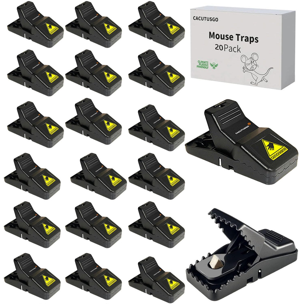 CACUTUSGO reusable mouse trap baited and placed along a wall for indoor control.