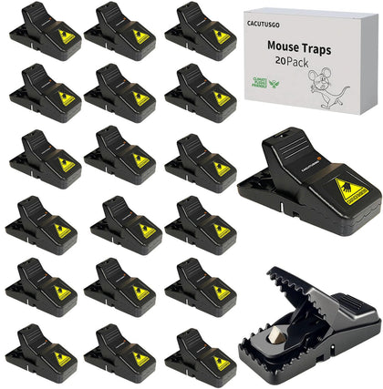 CACUTUSGO reusable mouse trap baited and placed along a wall for indoor control.