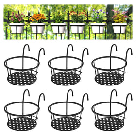 CADANI iron hanging plant holder over the rail for outdoor plants