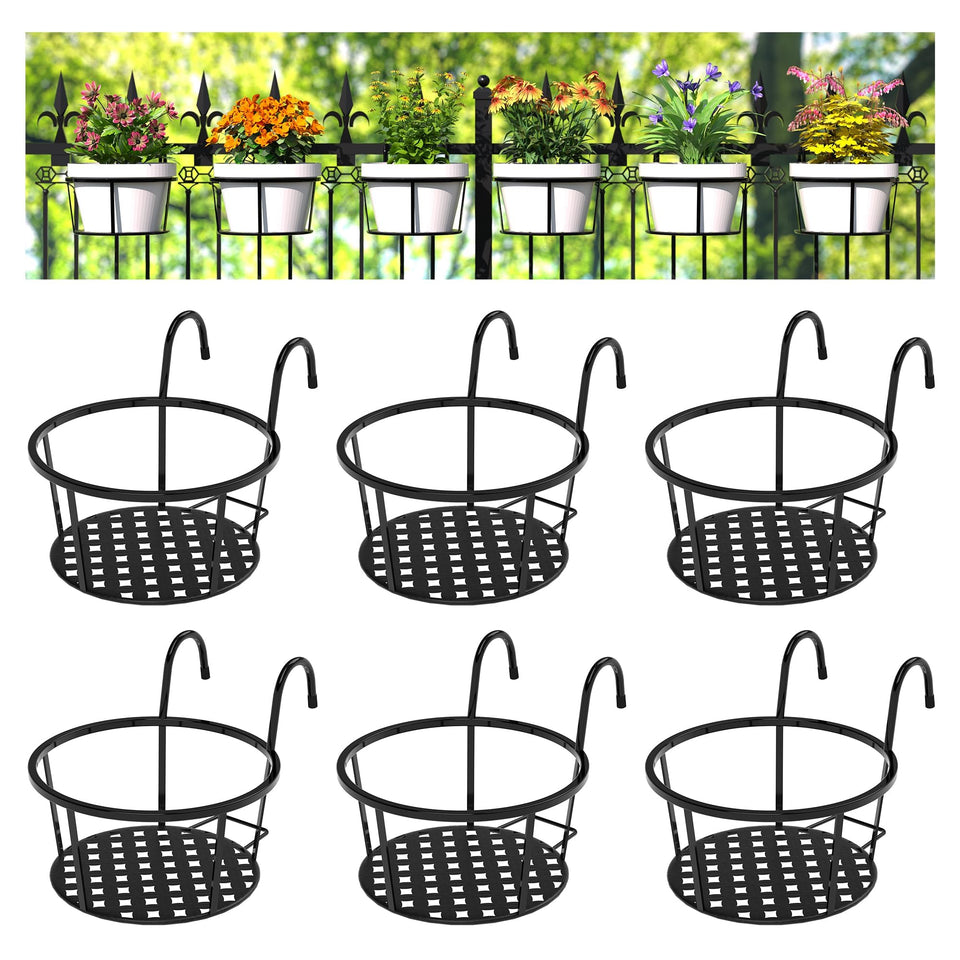 CADANI iron hanging plant holder over the rail for outdoor plants