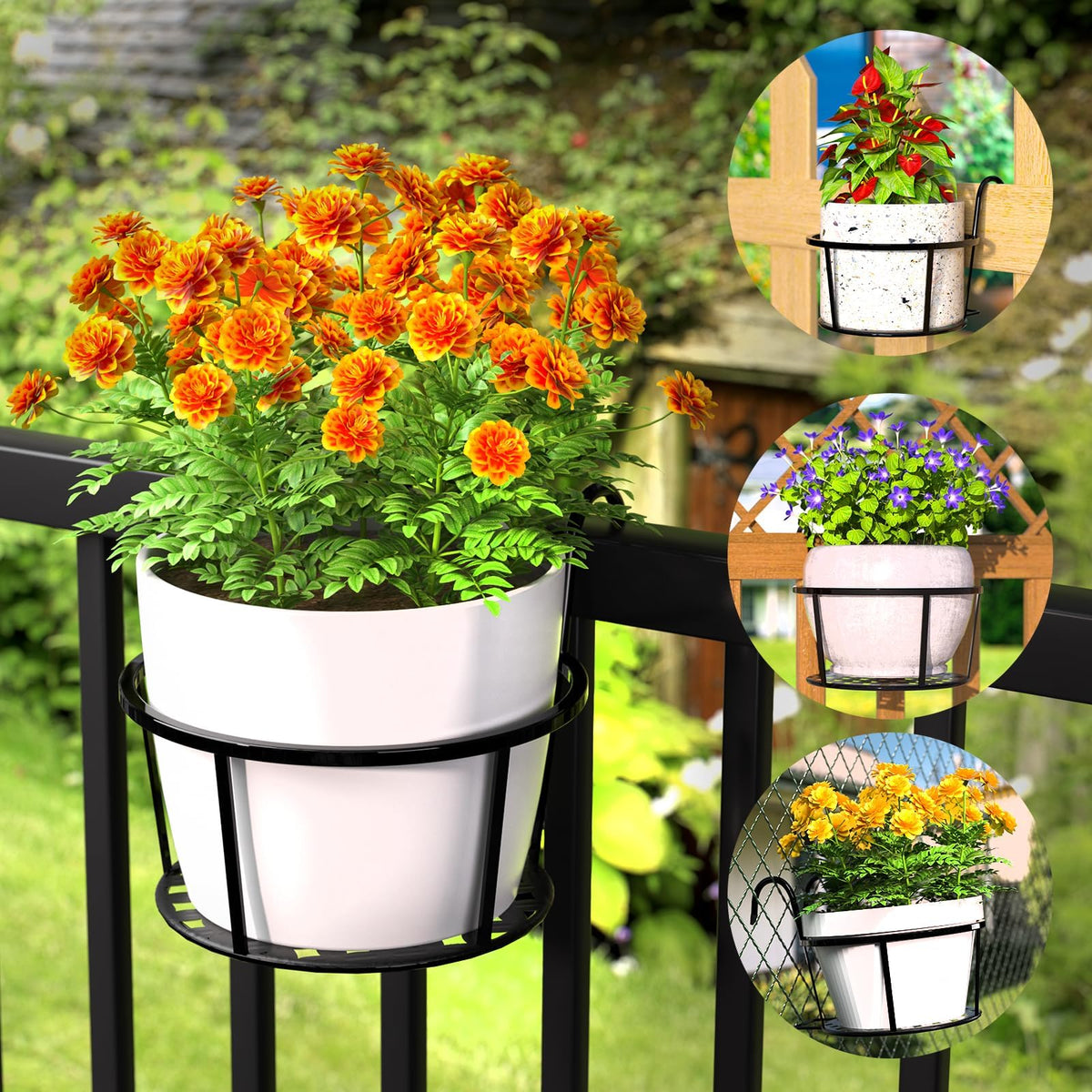 CADANI metal fence planter with round design enhances garden space