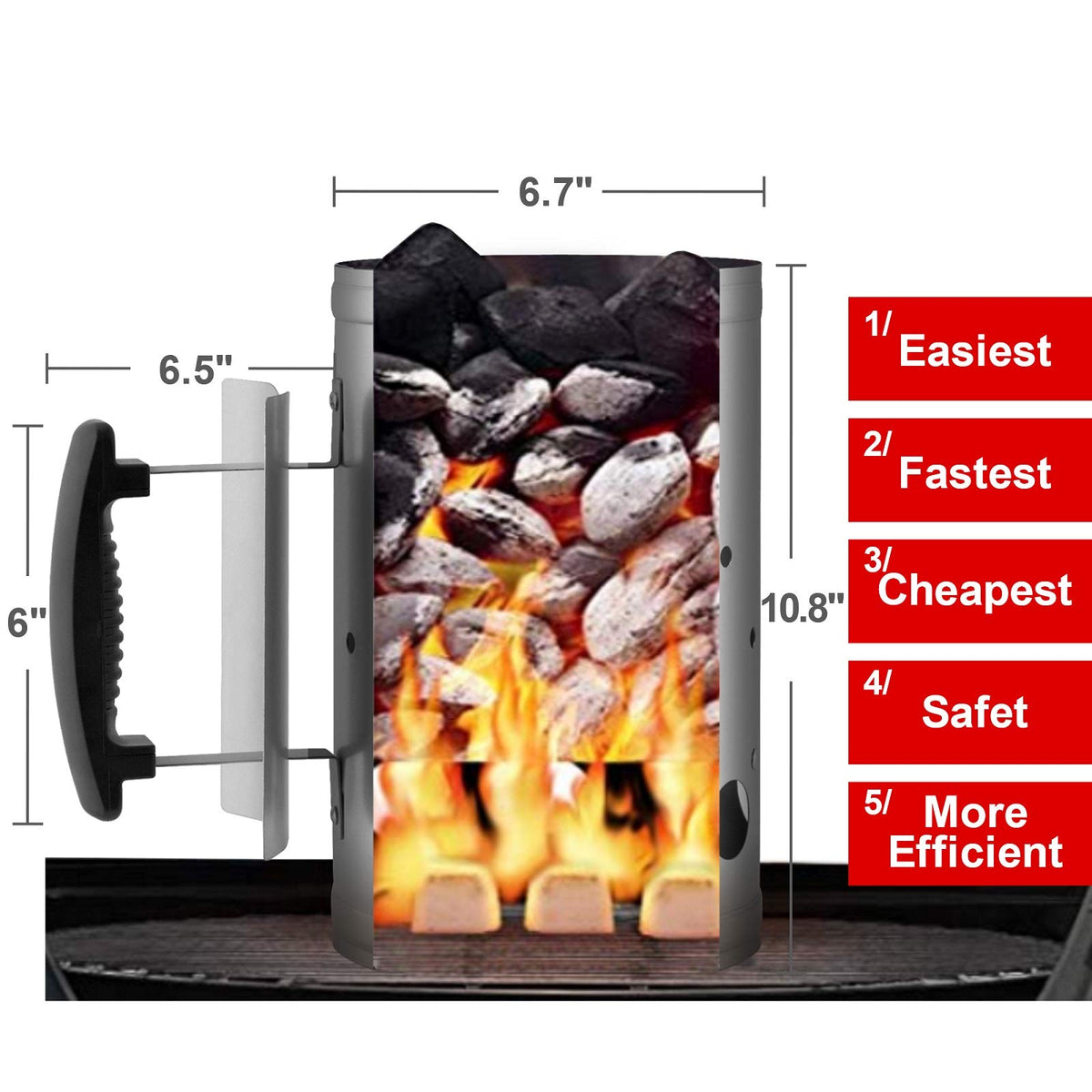 CADARA portable grill air blower in use accelerates charcoal ignition