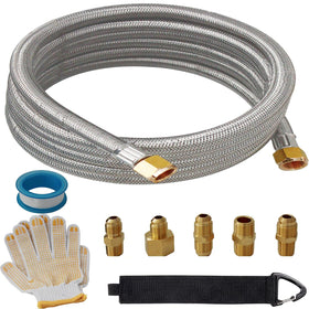 CADOAHJ 10 ft braided propane hose extension with braided ends for flexible 3/8 flare connections.