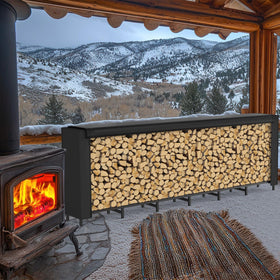 CADUKE firewood rack indoor use protects floors while storing logs