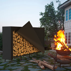 CADUKE firewood rack stores 26-28 inch logs for home and yard.