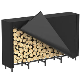 CADUKE outdoor firewood rack with cover keeps logs dry and organized.
