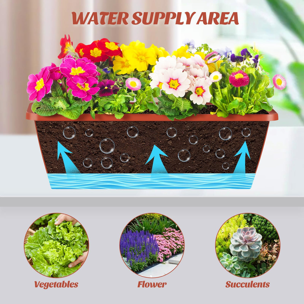 CADUKE outdoor indoor use planter box for flowers and herbs