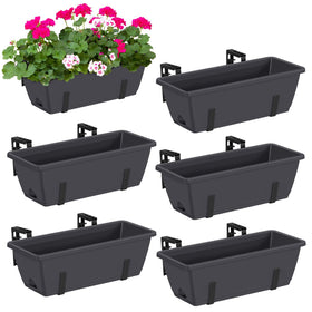 CADUKE railing planter boxes left side view for balcony display and year-round use.