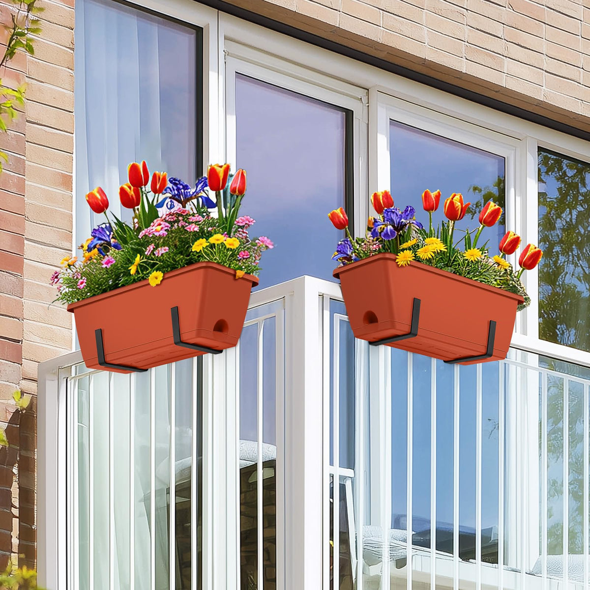 CADUKE window box 17 inch with adjustable bracket, ideal for sunlit window plants