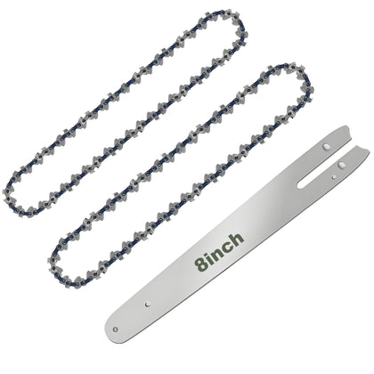 CaeyBrye 8-Inch chain kit with two chains and guide bar for quick replacement.