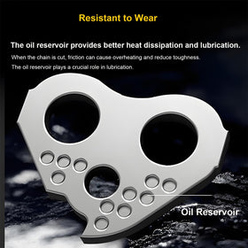 CaeyBrye easy-install chain enables quick replacement with a nut driver.