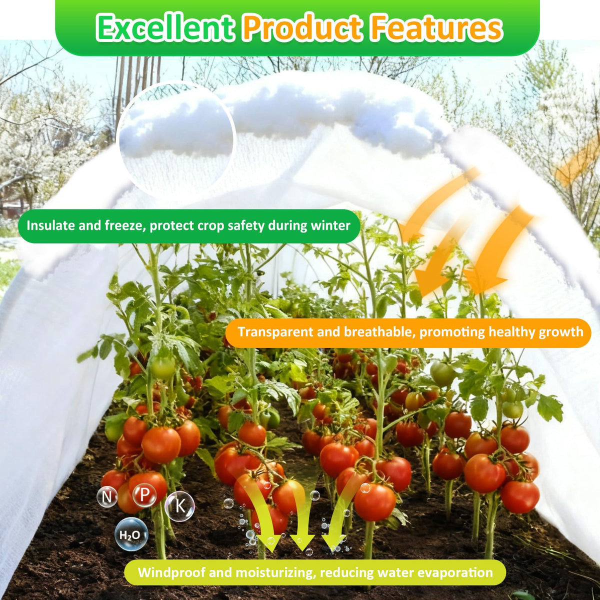 Cahomo easy-cut frost cloth shown ready to customize around plants.