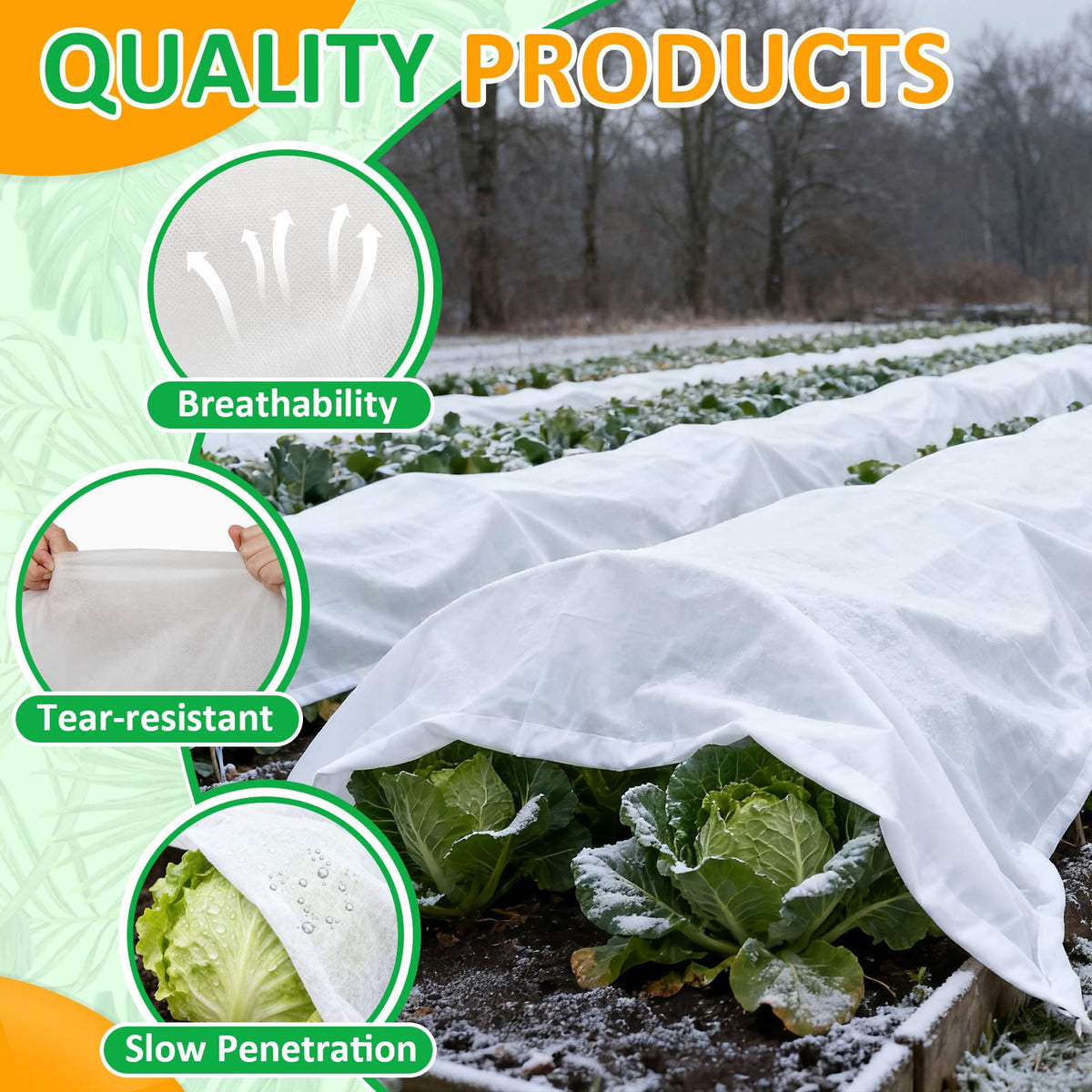 Cahomo frost cloth UV-treated surface helps prevent overheating while shielding delicate plants.