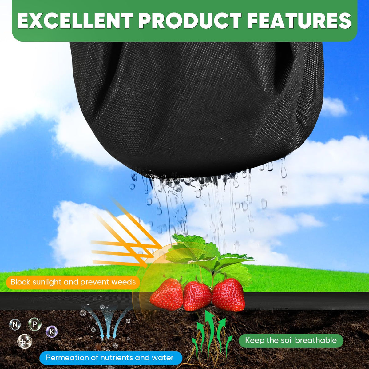Cahomo garden weed barrier roll used to block sun and support plants