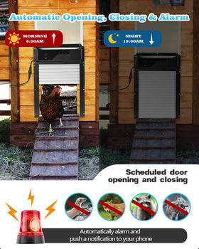 Caifunway anti-pinch infrared sensor protects chickens during door operation.