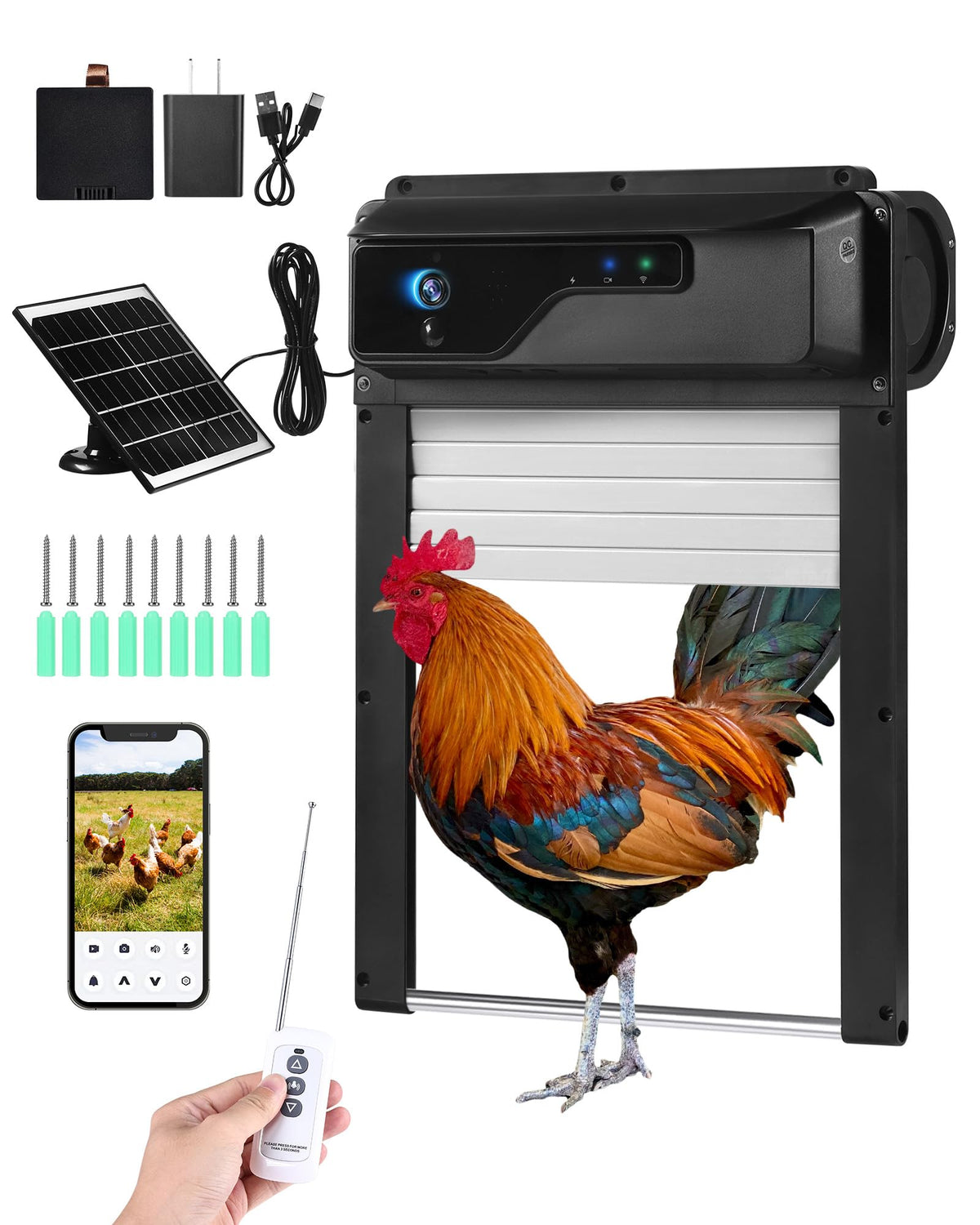 Caifunway automatic door solar panel powers reliable coop access in remote locations.