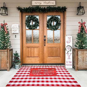 CAINANEL seasonal red and white plaid rug elevates doorstep decor