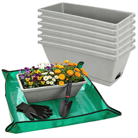 CAKKVDE 7-pack outdoor planters in offwhite for balconies and windowsills