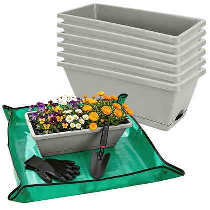 CAKKVDE 7-pack outdoor planters in offwhite for balconies and windowsills
